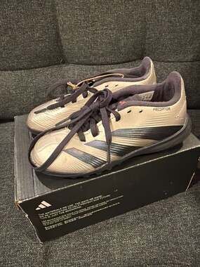 adidas Predator League TF J Metallic Silver Turf Soccer Cleats - size 12K